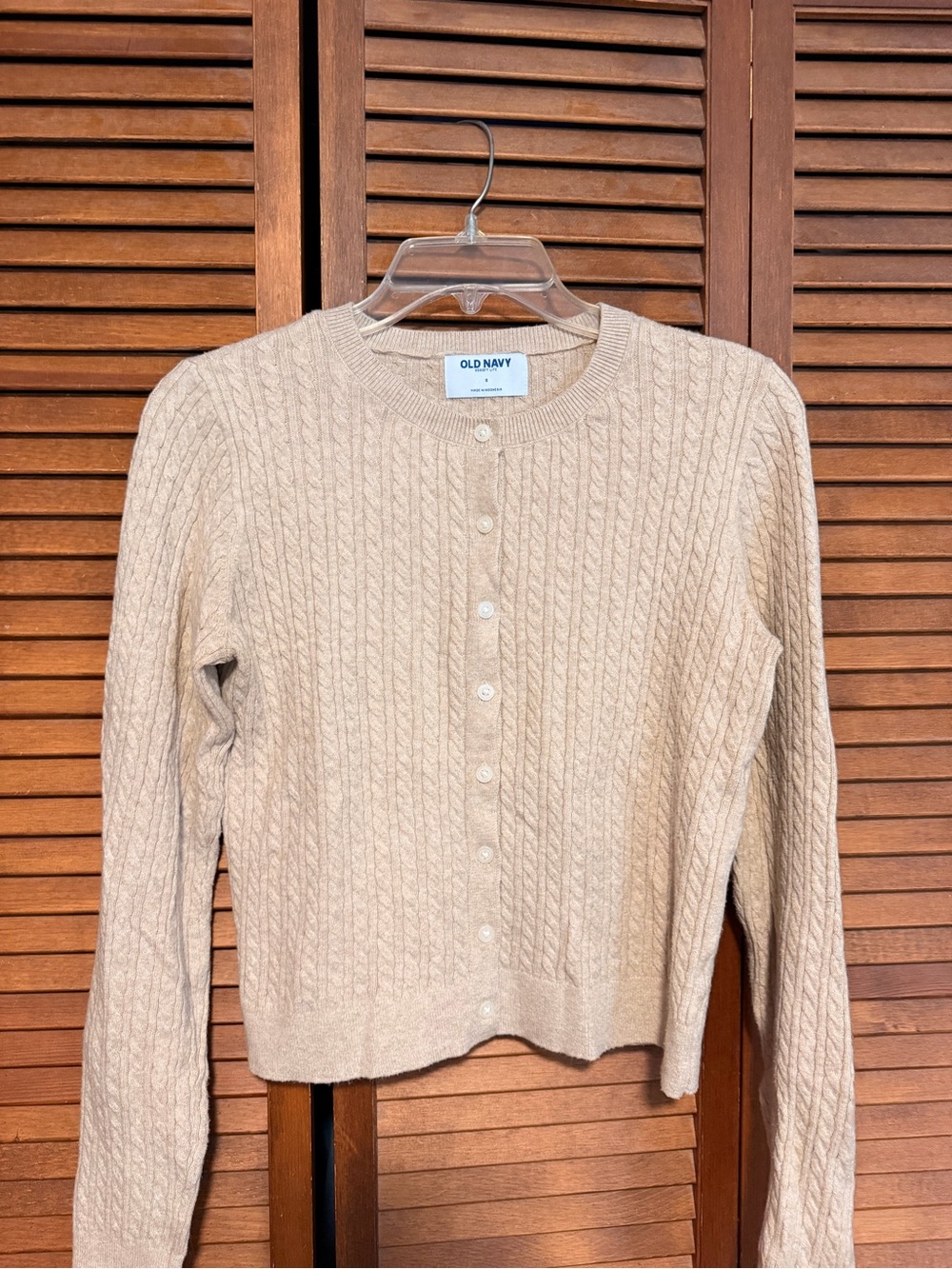Old Navy Beige Cable-Knit Button Cardigan